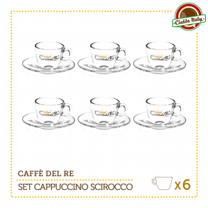  Set 6 Tazze Tazzine Cappuccino Tè con piattino Scirocco Caffè Del Re