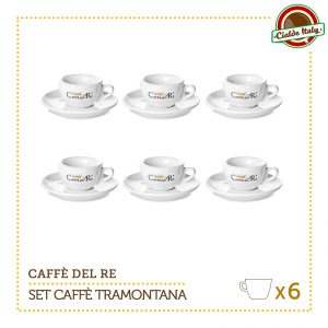 Set 6 Tazze Tazzine Caffe con piattino Tramontana Caffè Del Re