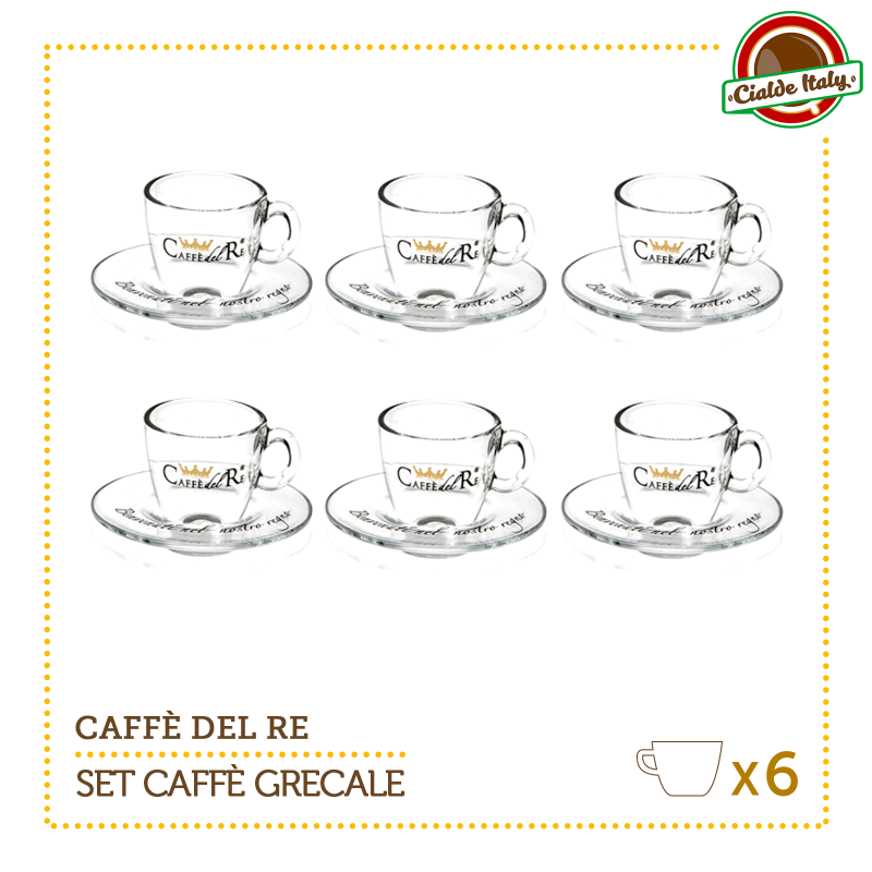 Set 6 Tazze Tazzine Caffe con piattino Grecale Caffè Del Re